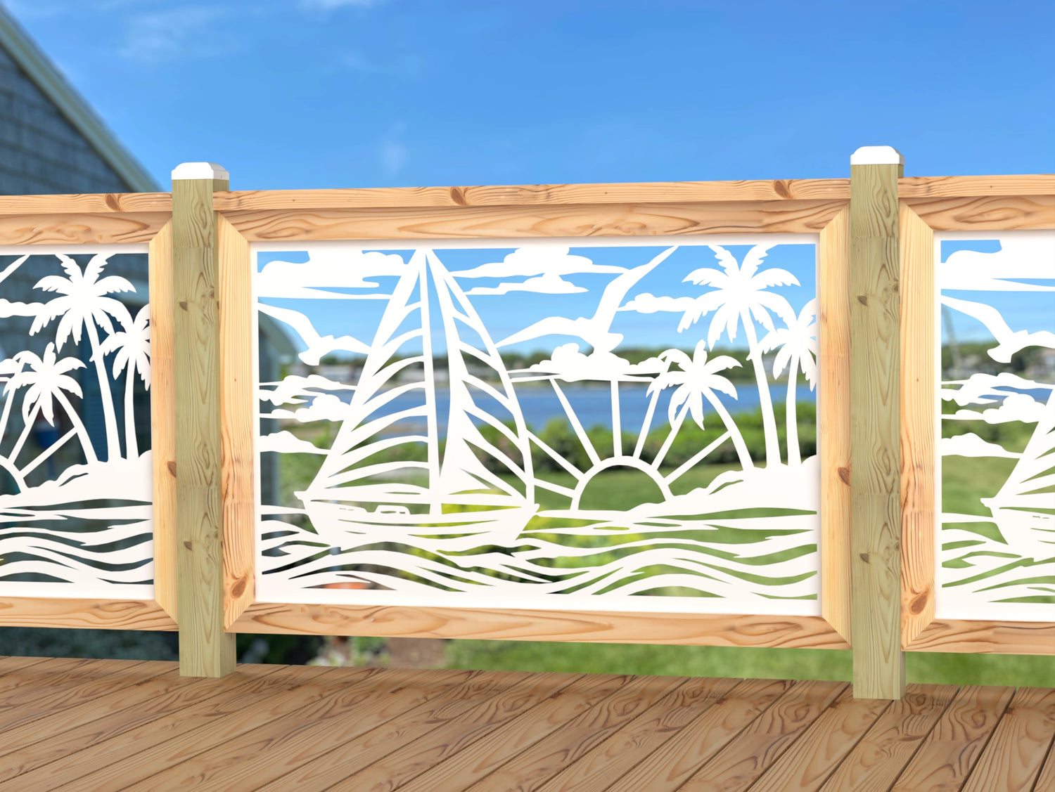 Sailboat at Sunset Railing Panel Insert