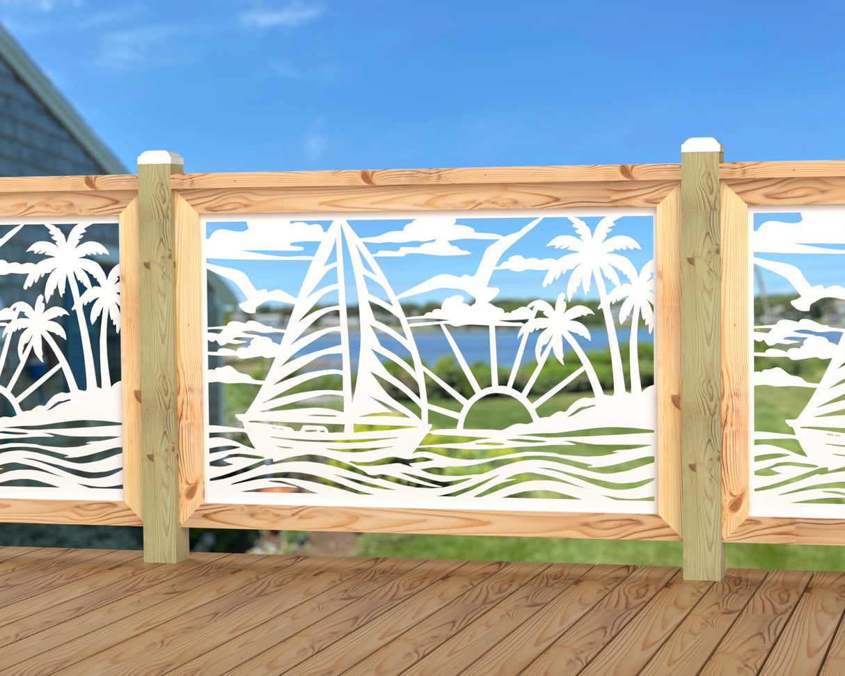 Sailboat at Sunset Railing Panel Insert