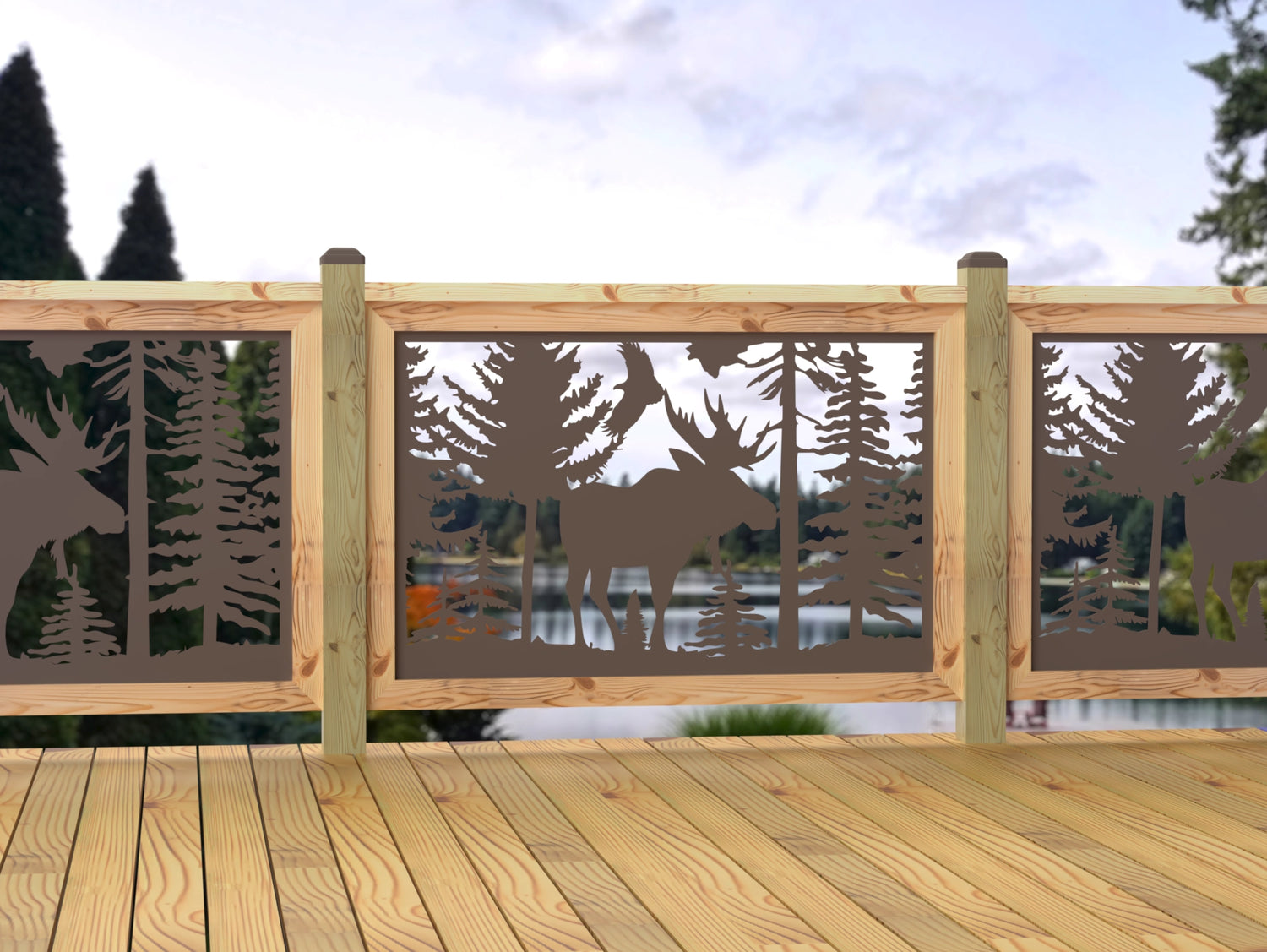 47"x30" - Single Moose Landscape Fence/Gate Panel Insert - Madison Iron and Wood