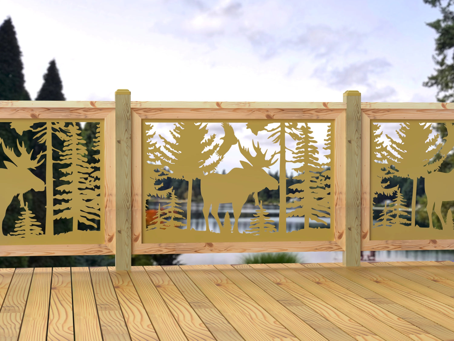 47"x30" - Single Moose Landscape Fence/Gate Panel Insert - Madison Iron and Wood