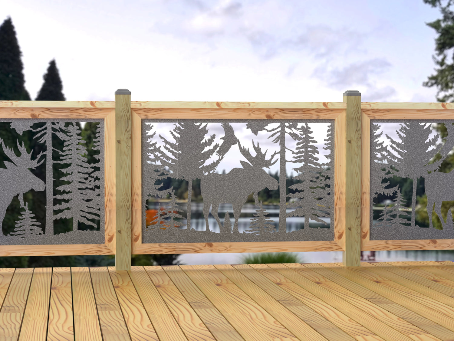 47"x30" - Single Moose Landscape Fence/Gate Panel Insert - Madison Iron and Wood