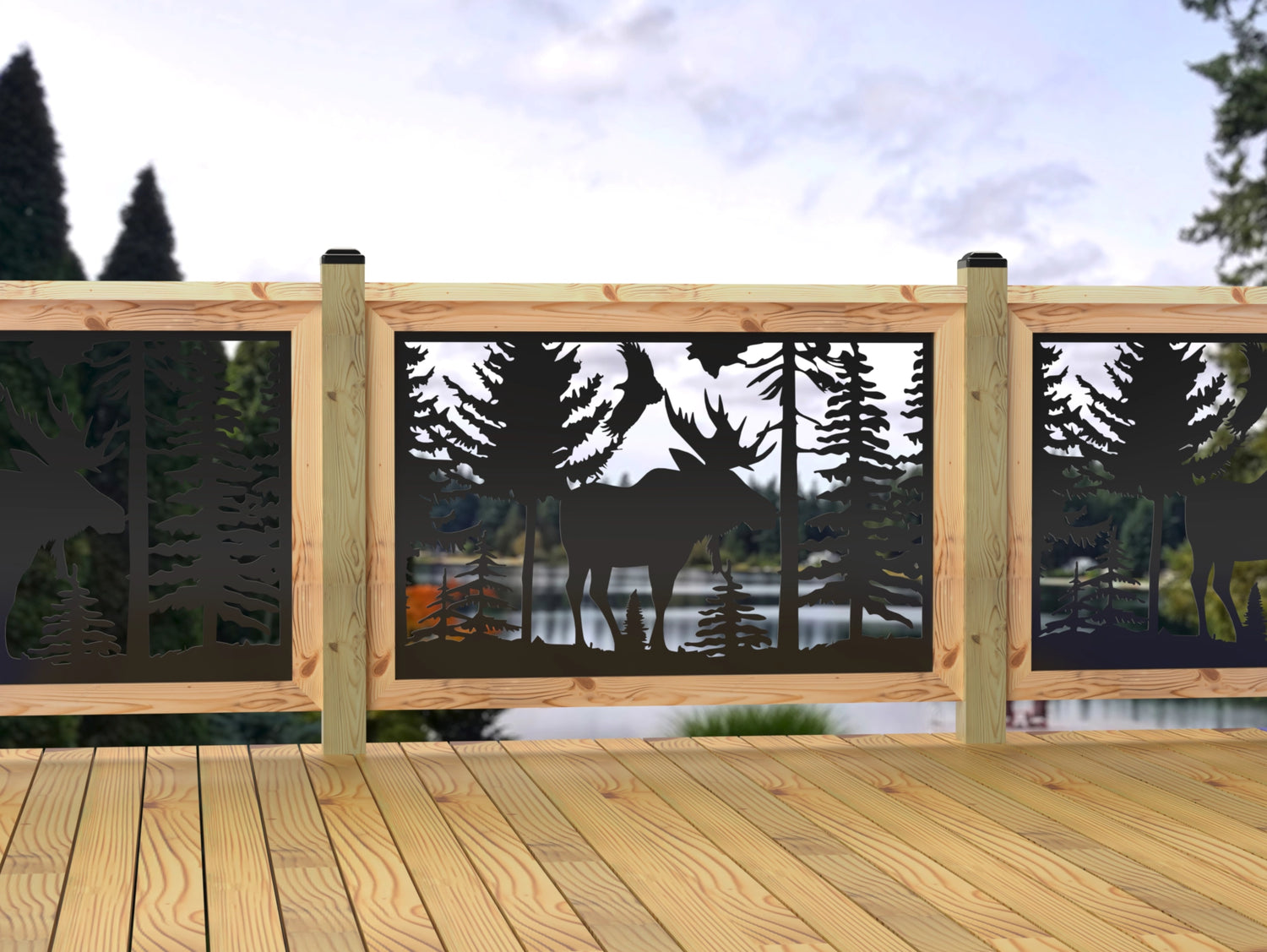 47"x30" - Single Moose Landscape Fence/Gate Panel Insert - Madison Iron and Wood