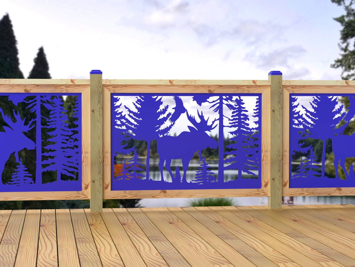 47"x30" - Single Moose Landscape Fence/Gate Panel Insert - Madison Iron and Wood