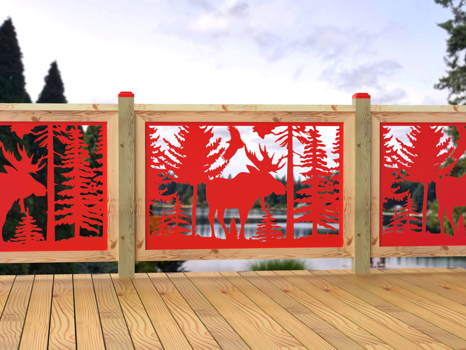 47"x30" - Single Moose Landscape Fence/Gate Panel Insert - Madison Iron and Wood