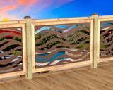 Inserto de panel de barandilla con paisaje forestal