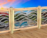 Inserto de panel de barandilla con paisaje forestal