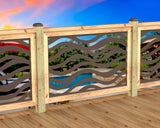 Inserto de panel de barandilla con paisaje forestal