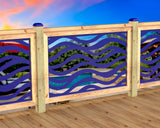 Inserto de panel de barandilla con paisaje forestal