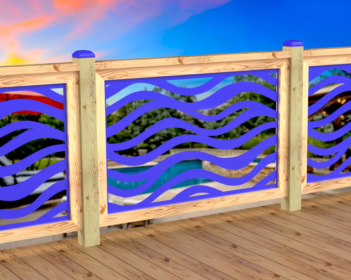 Inserto de panel de barandilla con paisaje forestal
