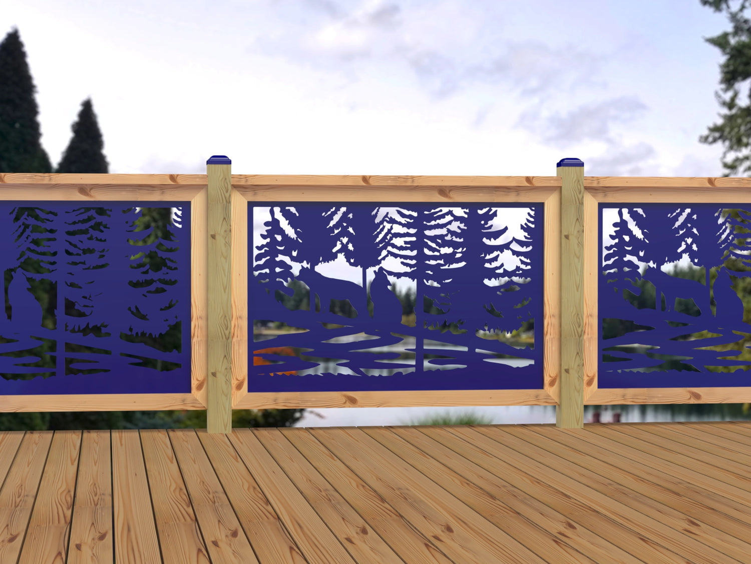 47"x30" - Wolves Howling Fence/Gate Panel Insert - Madison Iron and Wood