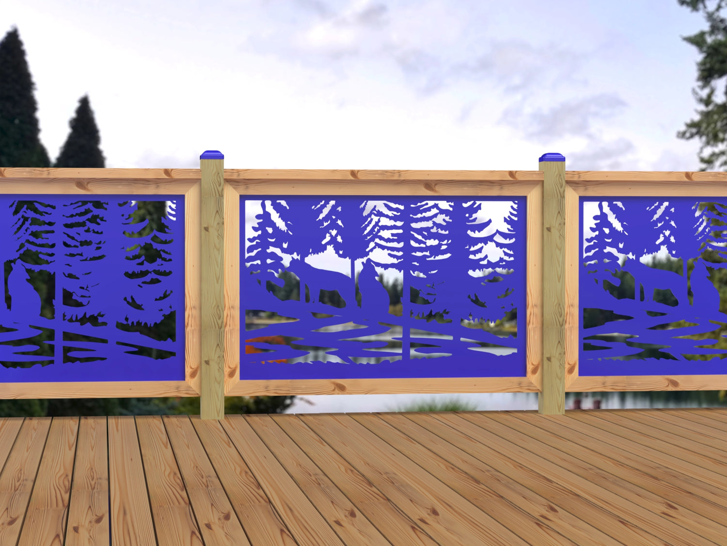 47"x30" - Wolves Howling Fence/Gate Panel Insert - Madison Iron and Wood