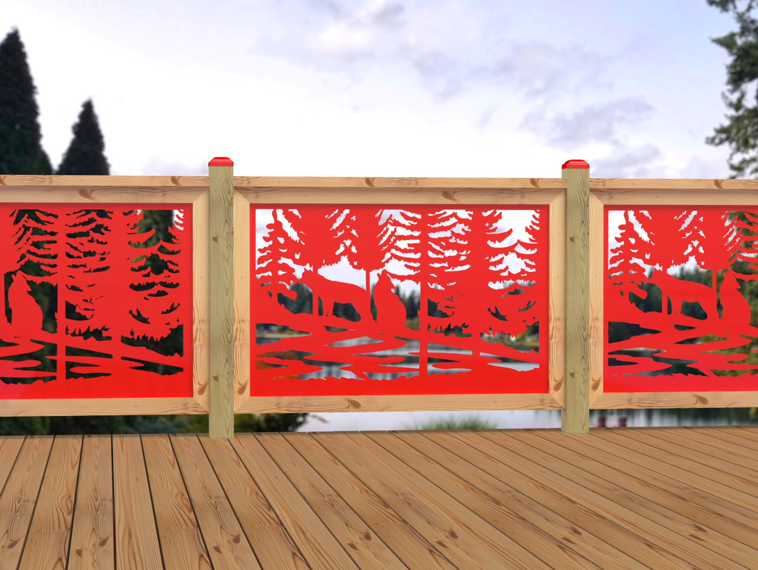 47"x30" - Wolves Howling Fence/Gate Panel Insert - Madison Iron and Wood