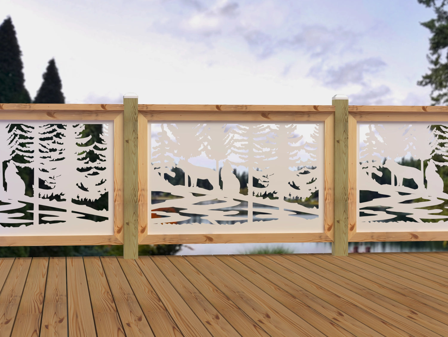 47"x30" - Wolves Howling Fence/Gate Panel Insert - Madison Iron and Wood