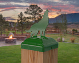 Wolf Howling Fence Post Cap (Multiple Post Sizes Available) - Madison Iron and Wood