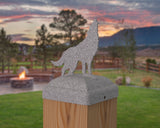 Wolf Howling Fence Post Cap (Multiple Post Sizes Available) - Madison Iron and Wood
