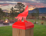 Wolf Howling Fence Post Cap (Multiple Post Sizes Available) - Madison Iron and Wood