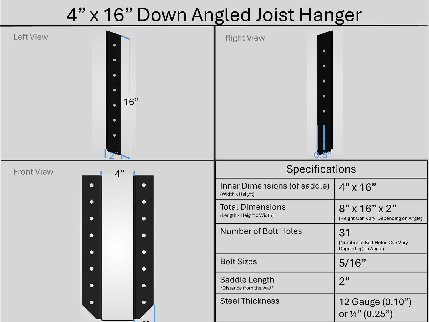 Soporte para colgar vigas de 2"x6"