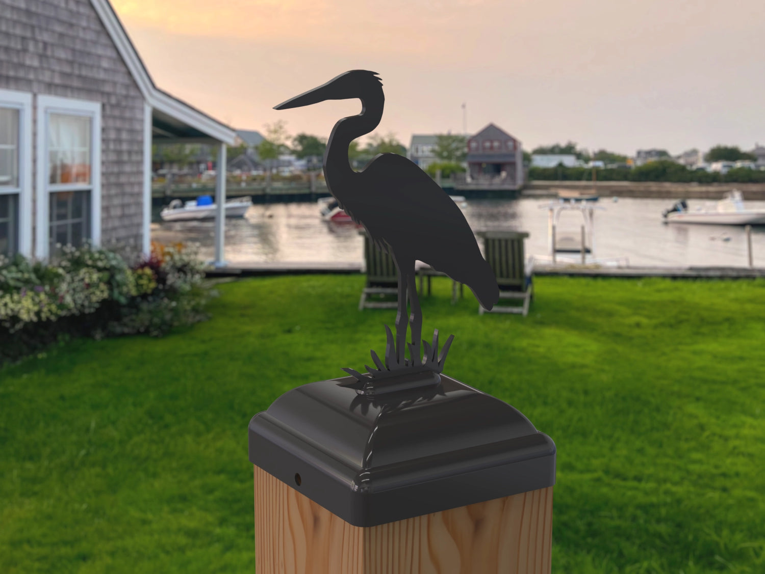 Blue Heron Fence Post Cap (Multiple Post Sizes Available) - Madison Iron and Wood