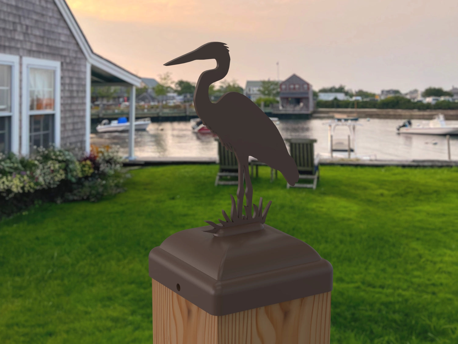 Blue Heron Fence Post Cap (Multiple Post Sizes Available) - Madison Iron and Wood