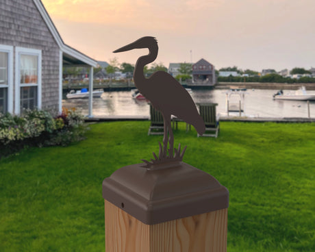 Blue Heron Fence Post Cap (Multiple Post Sizes Available) - Madison Iron and Wood