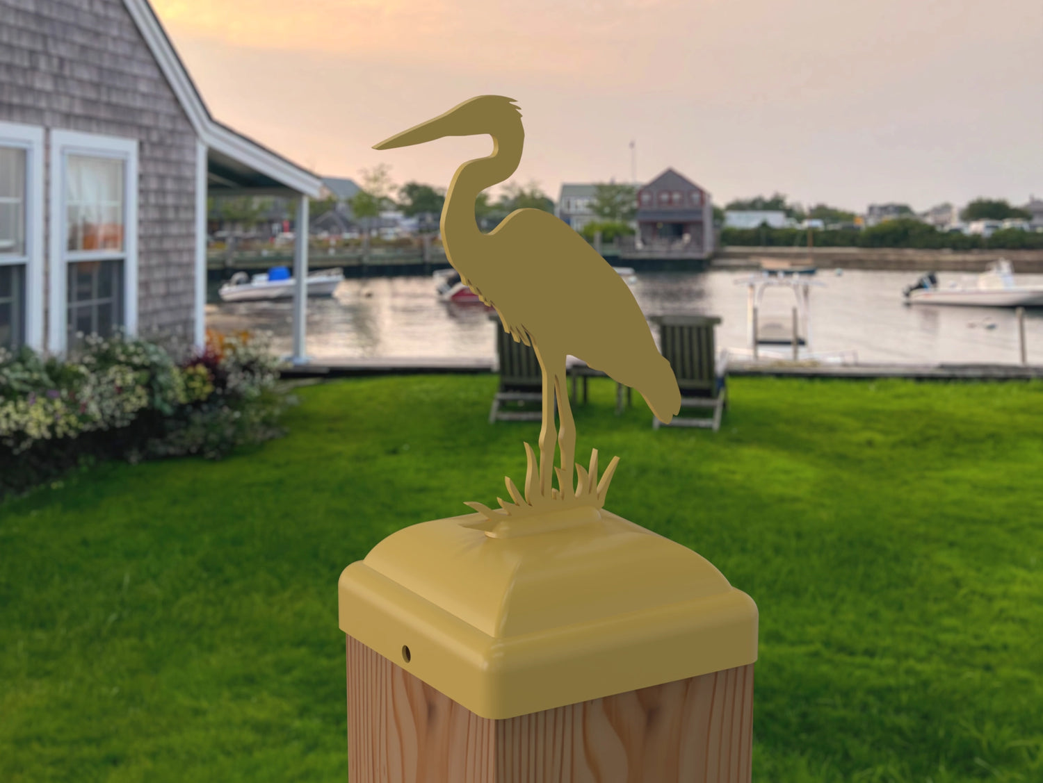 Blue Heron Fence Post Cap (Multiple Post Sizes Available) - Madison Iron and Wood