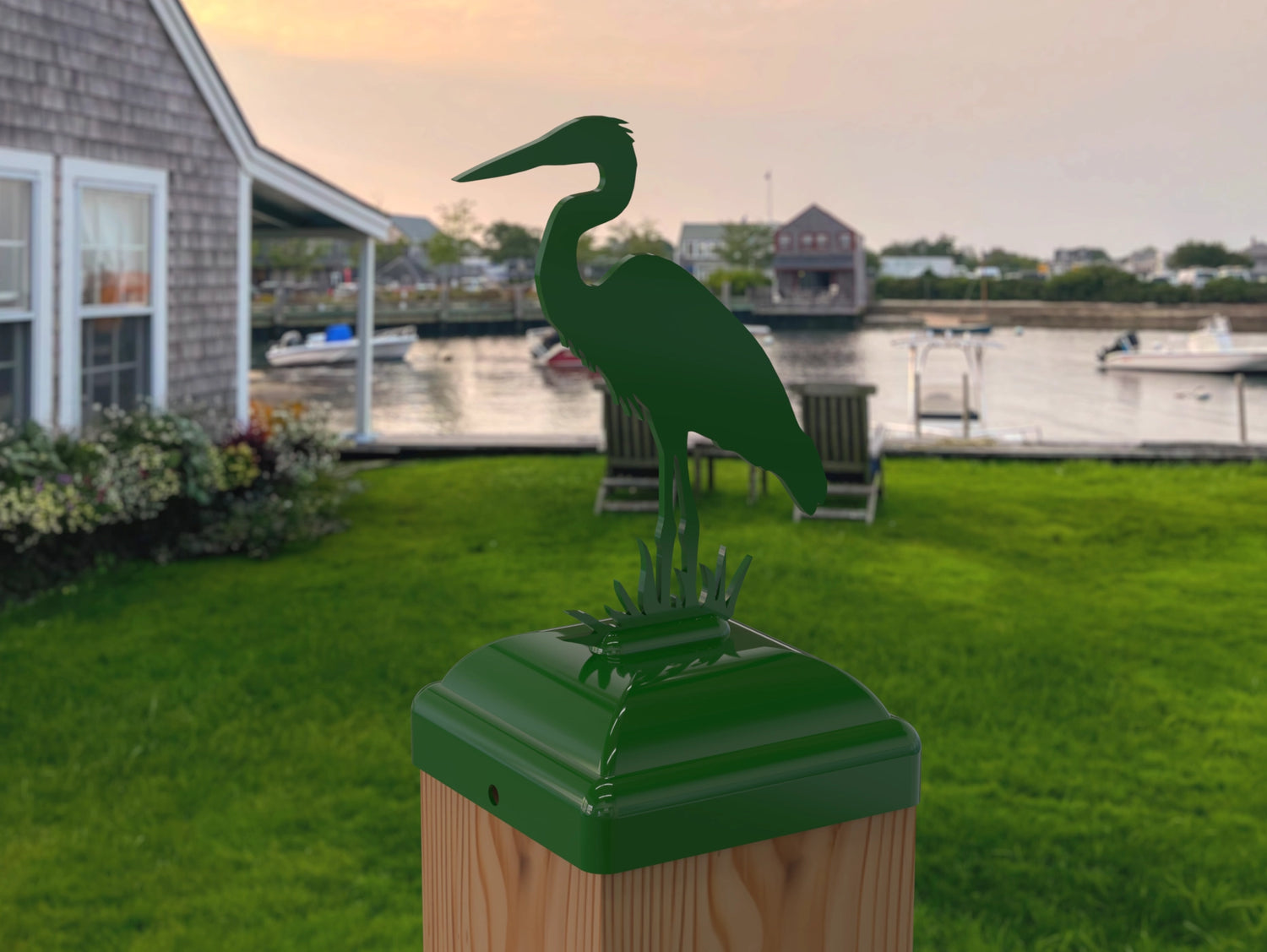 Blue Heron Fence Post Cap (Multiple Post Sizes Available) - Madison Iron and Wood