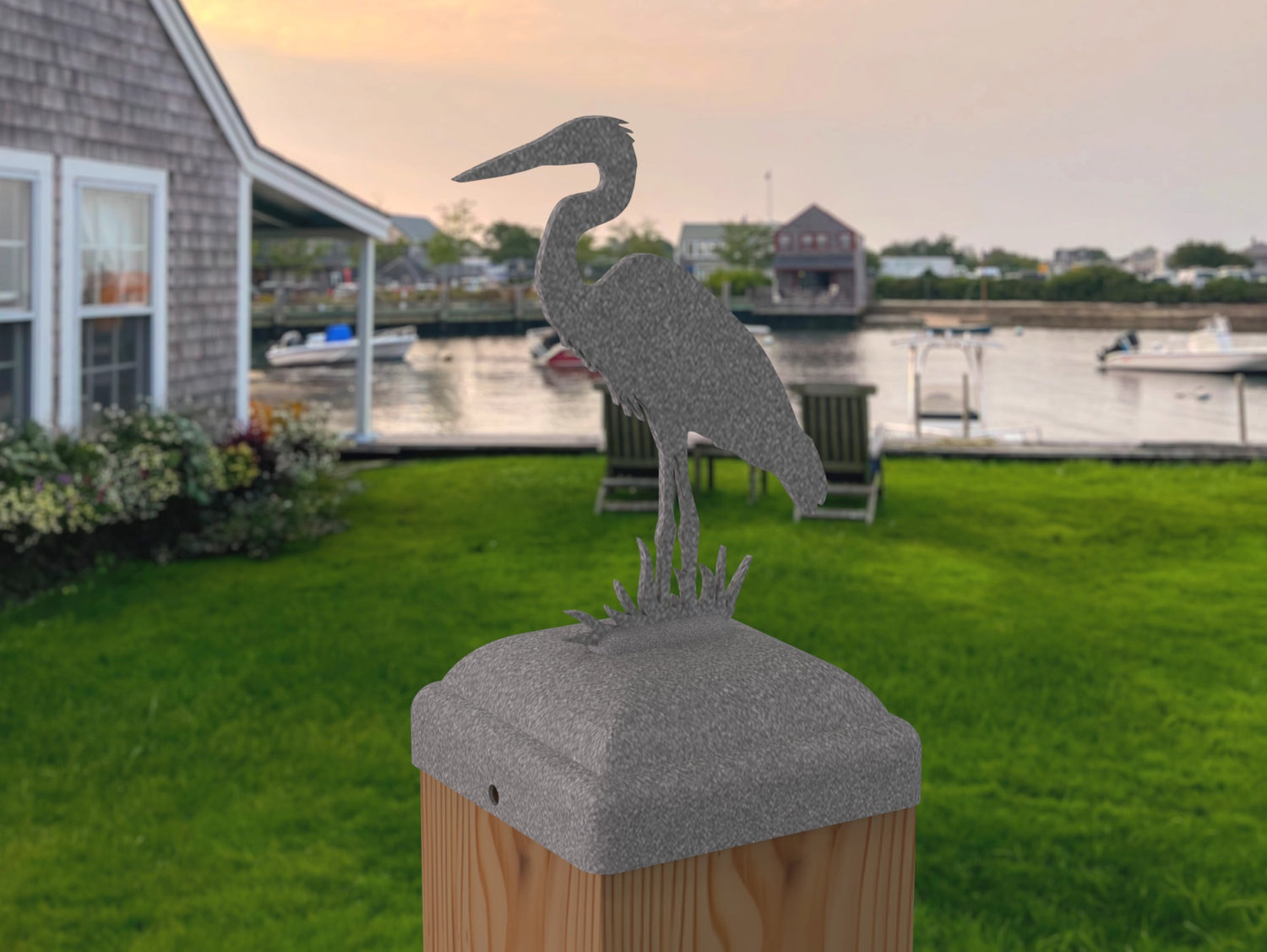 Blue Heron Fence Post Cap (Multiple Post Sizes Available) - Madison Iron and Wood