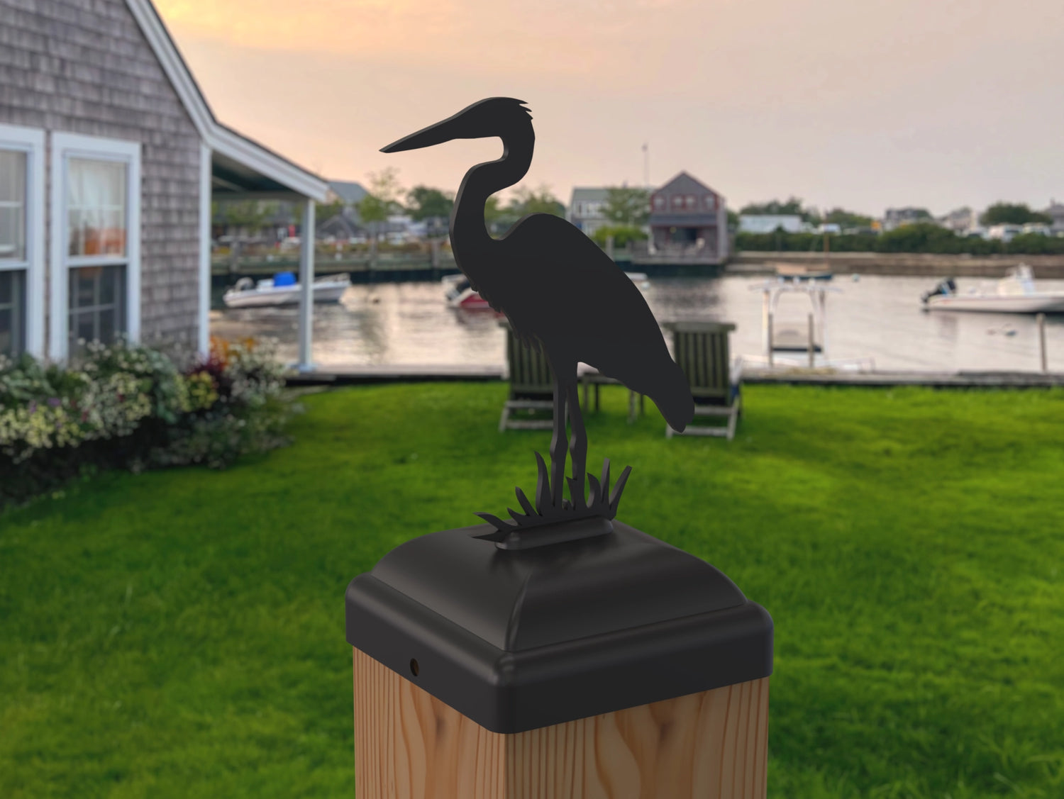 Blue Heron Fence Post Cap (Multiple Post Sizes Available) - Madison Iron and Wood