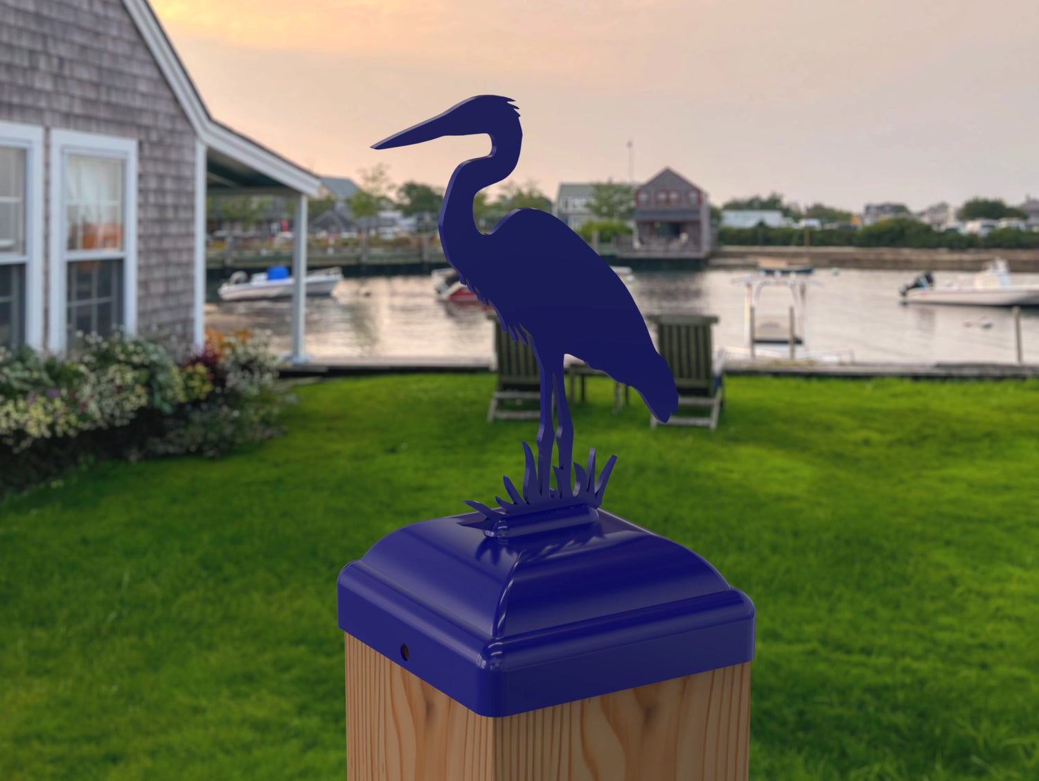 Blue Heron Fence Post Cap (Multiple Post Sizes Available) - Madison Iron and Wood