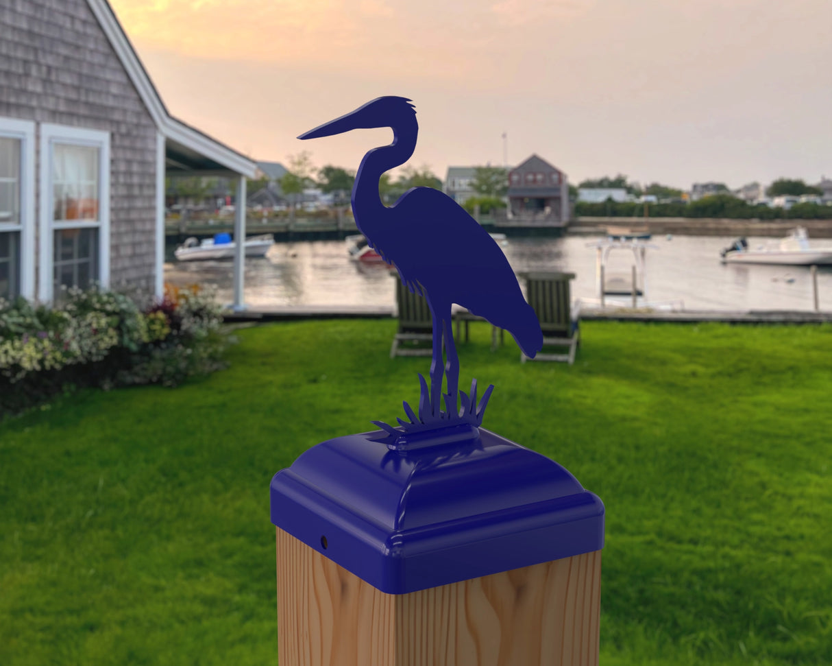 Blue Heron Fence Post Cap (Multiple Post Sizes Available) - Madison Iron and Wood