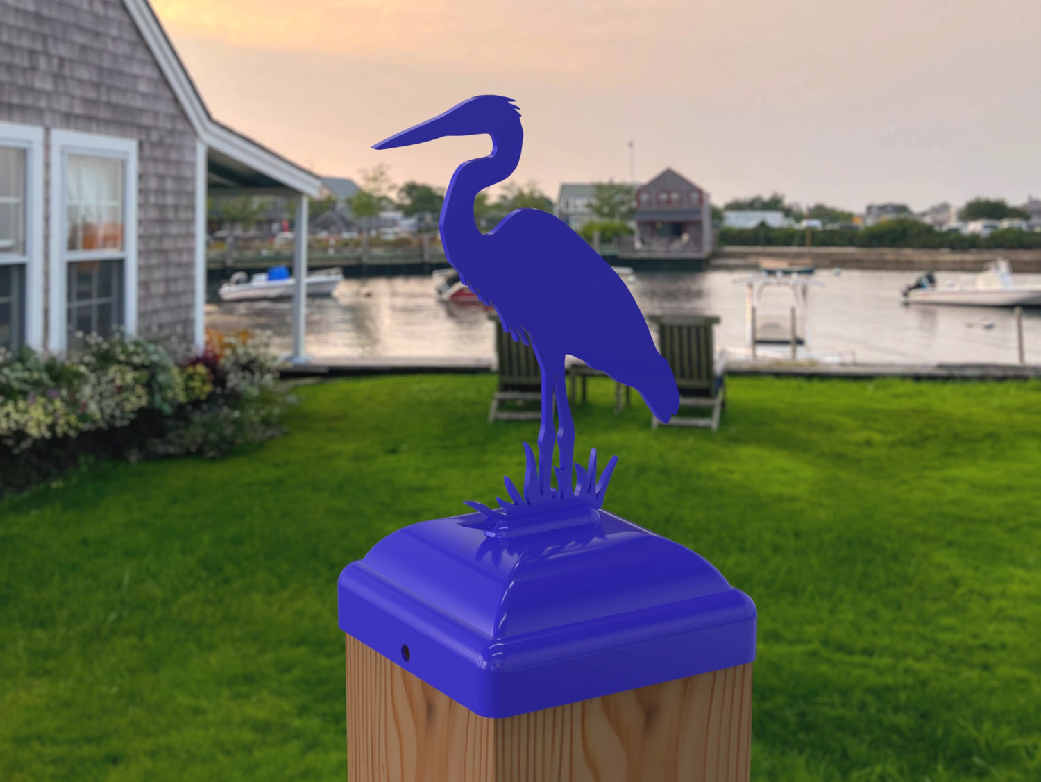 Blue Heron Fence Post Cap (Multiple Post Sizes Available) - Madison Iron and Wood