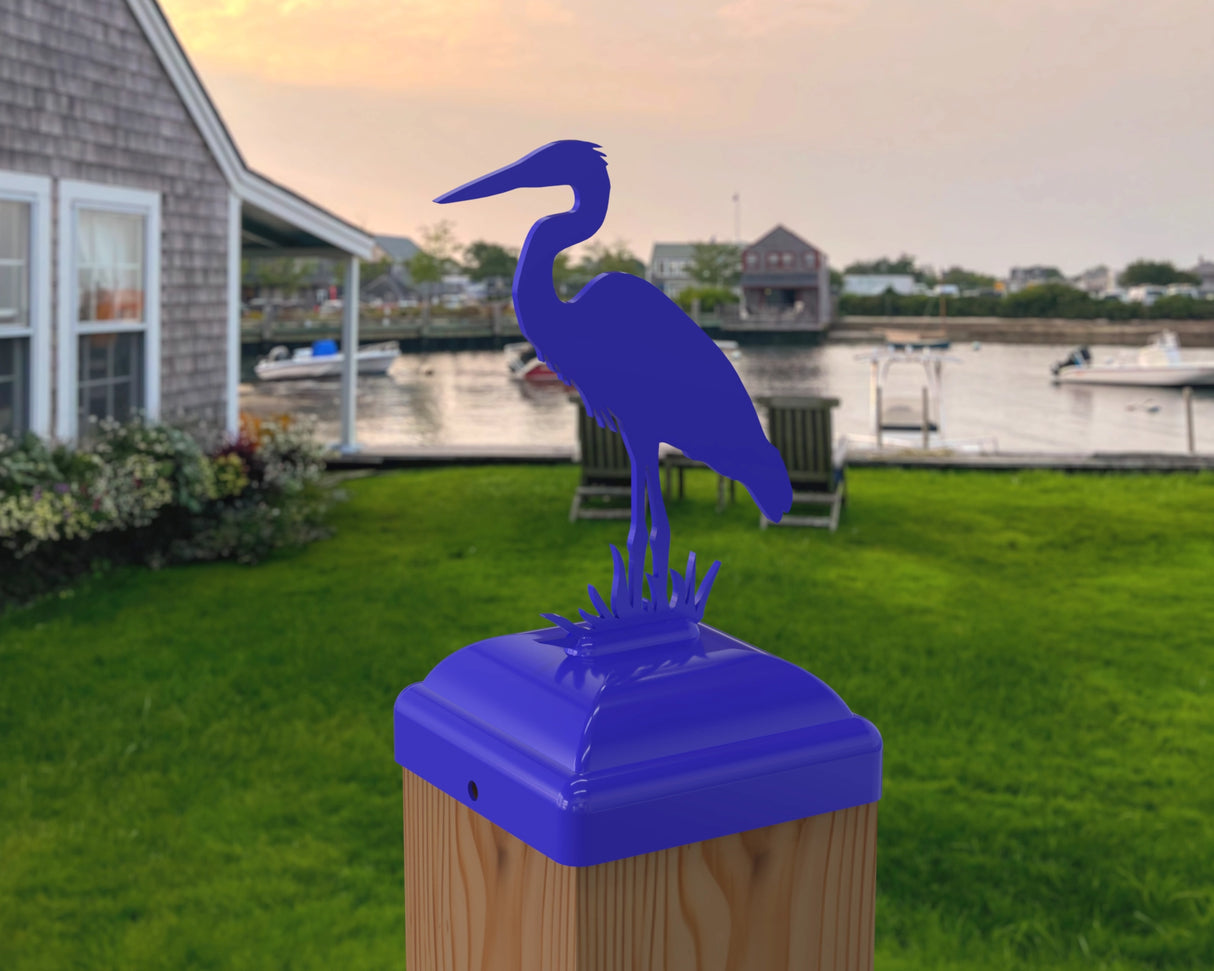 Blue Heron Fence Post Cap (Multiple Post Sizes Available) - Madison Iron and Wood
