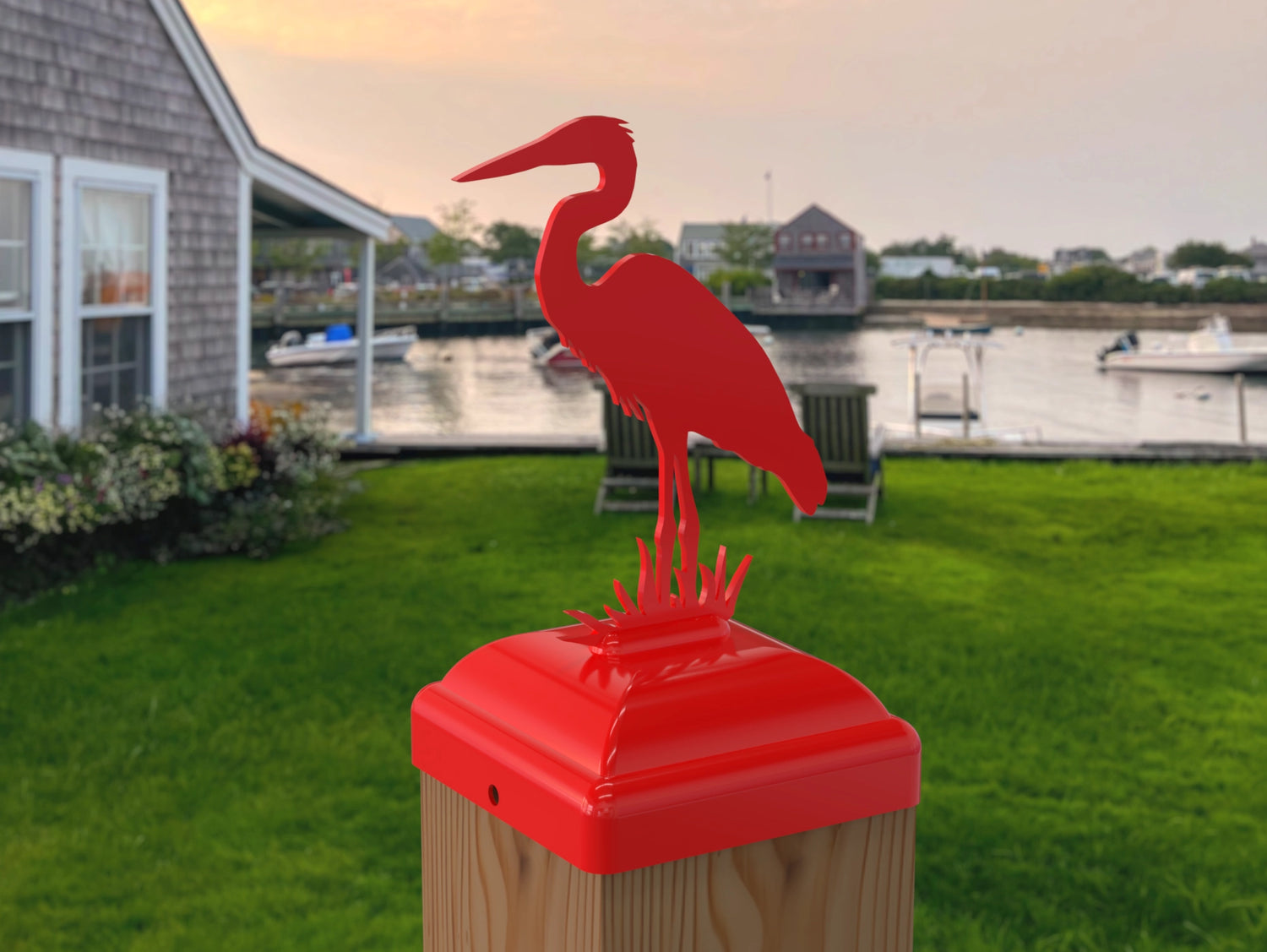 Blue Heron Fence Post Cap (Multiple Post Sizes Available) - Madison Iron and Wood
