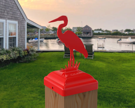 Blue Heron Fence Post Cap (Multiple Post Sizes Available) - Madison Iron and Wood