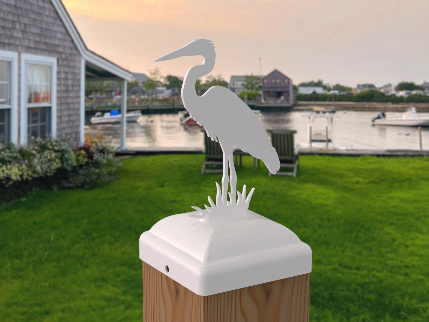 Blue Heron Fence Post Cap (Multiple Post Sizes Available) - Madison Iron and Wood