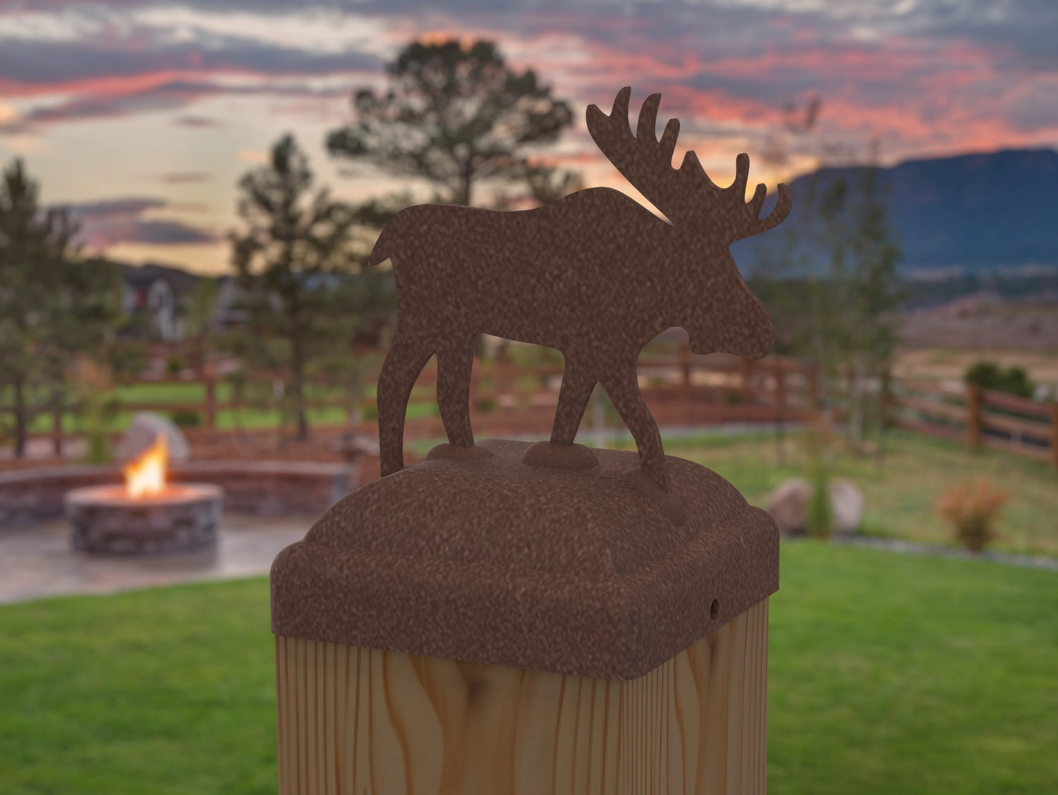 Moose Fence Post Cap (Multiple Post Sizes Available) - Madison Iron and Wood