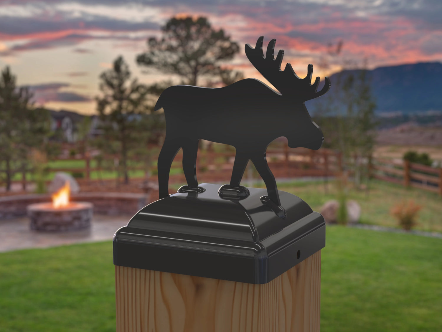 Moose Fence Post Cap (Multiple Post Sizes Available) - Madison Iron and Wood