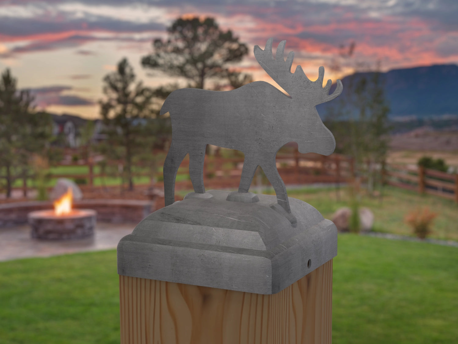 Moose Fence Post Cap (Multiple Post Sizes Available) - Madison Iron and Wood