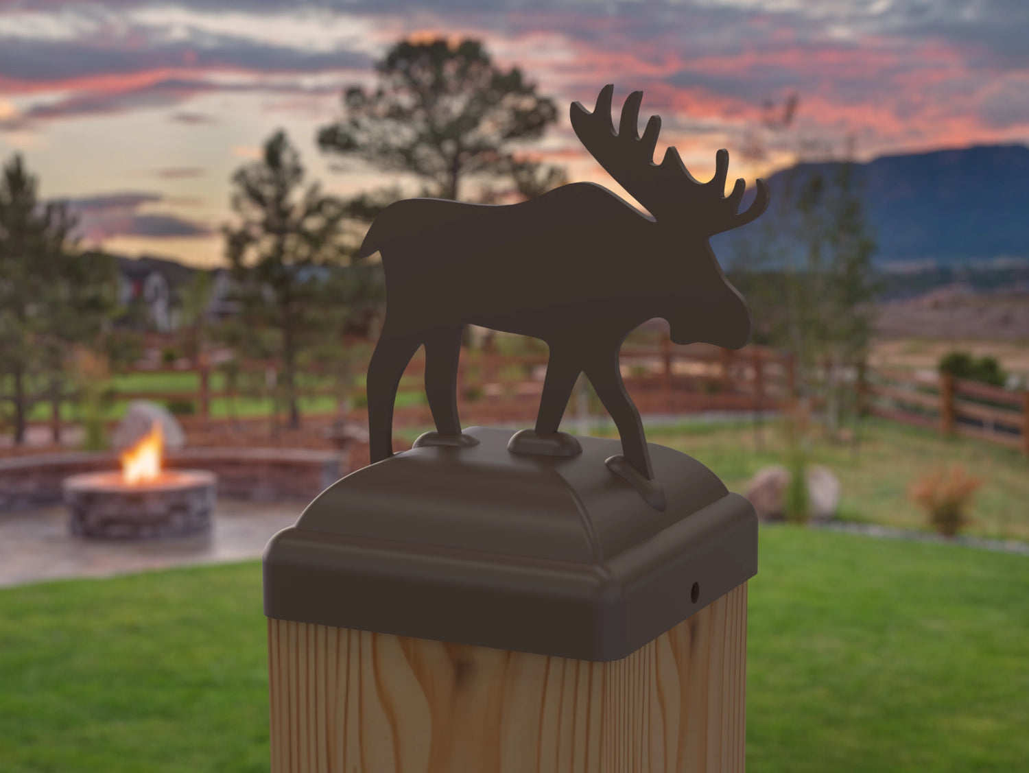 Moose Fence Post Cap (Multiple Post Sizes Available) - Madison Iron and Wood