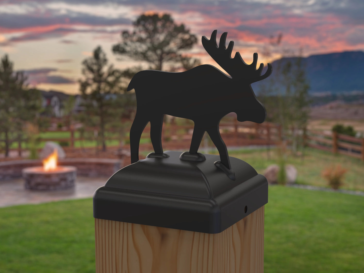 Moose Fence Post Cap (Multiple Post Sizes Available) - Madison Iron and Wood