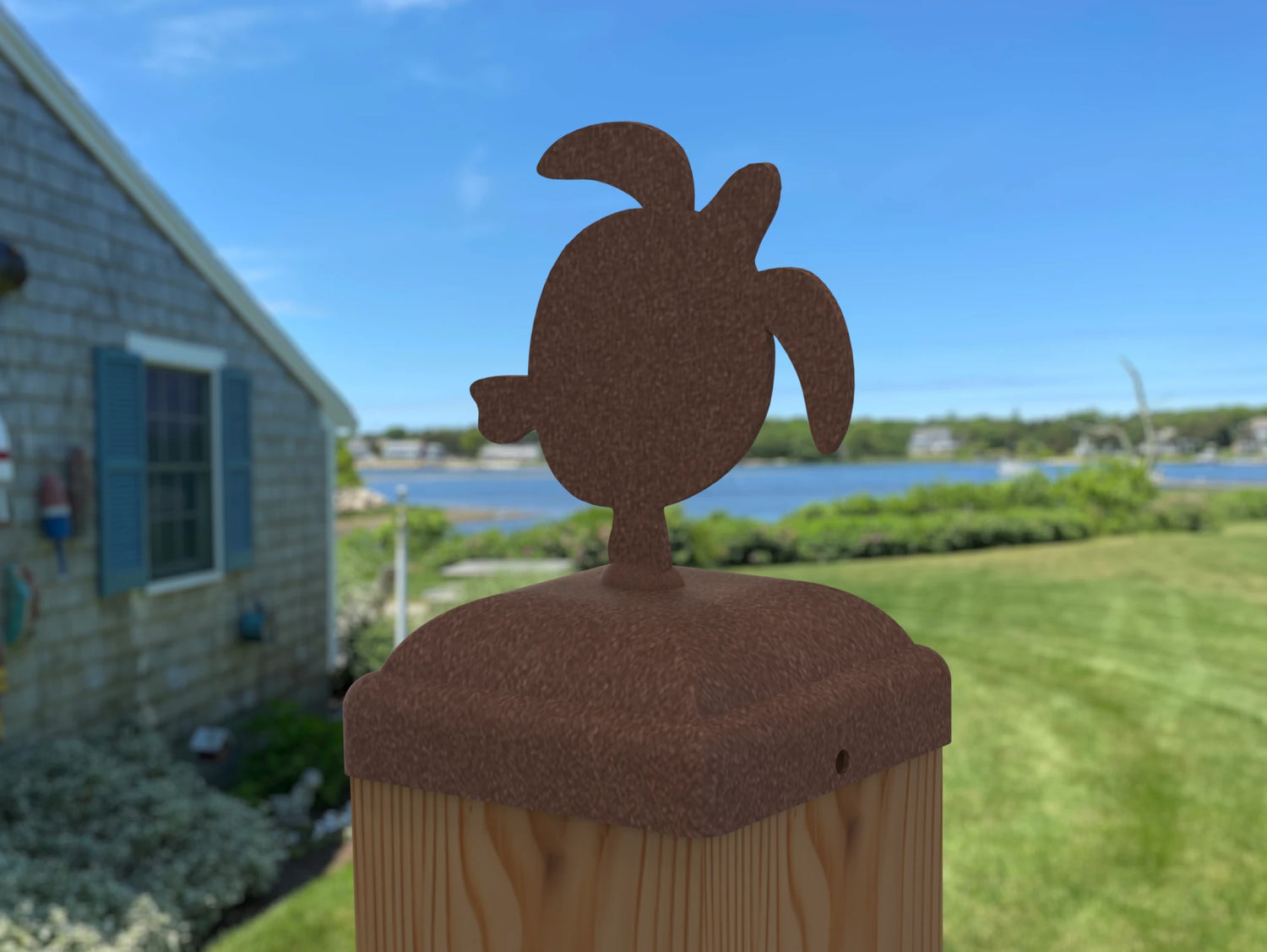 Sea Turtle Fence Post Cap (Multiple Post Sizes Available) - Madison Iron and Wood