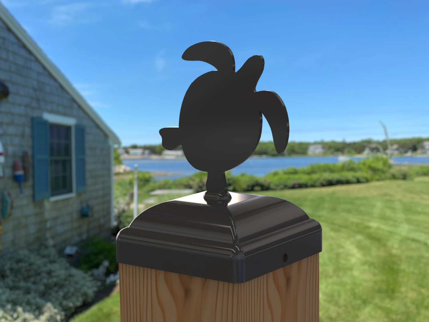 Sea Turtle Fence Post Cap (Multiple Post Sizes Available) - Madison Iron and Wood