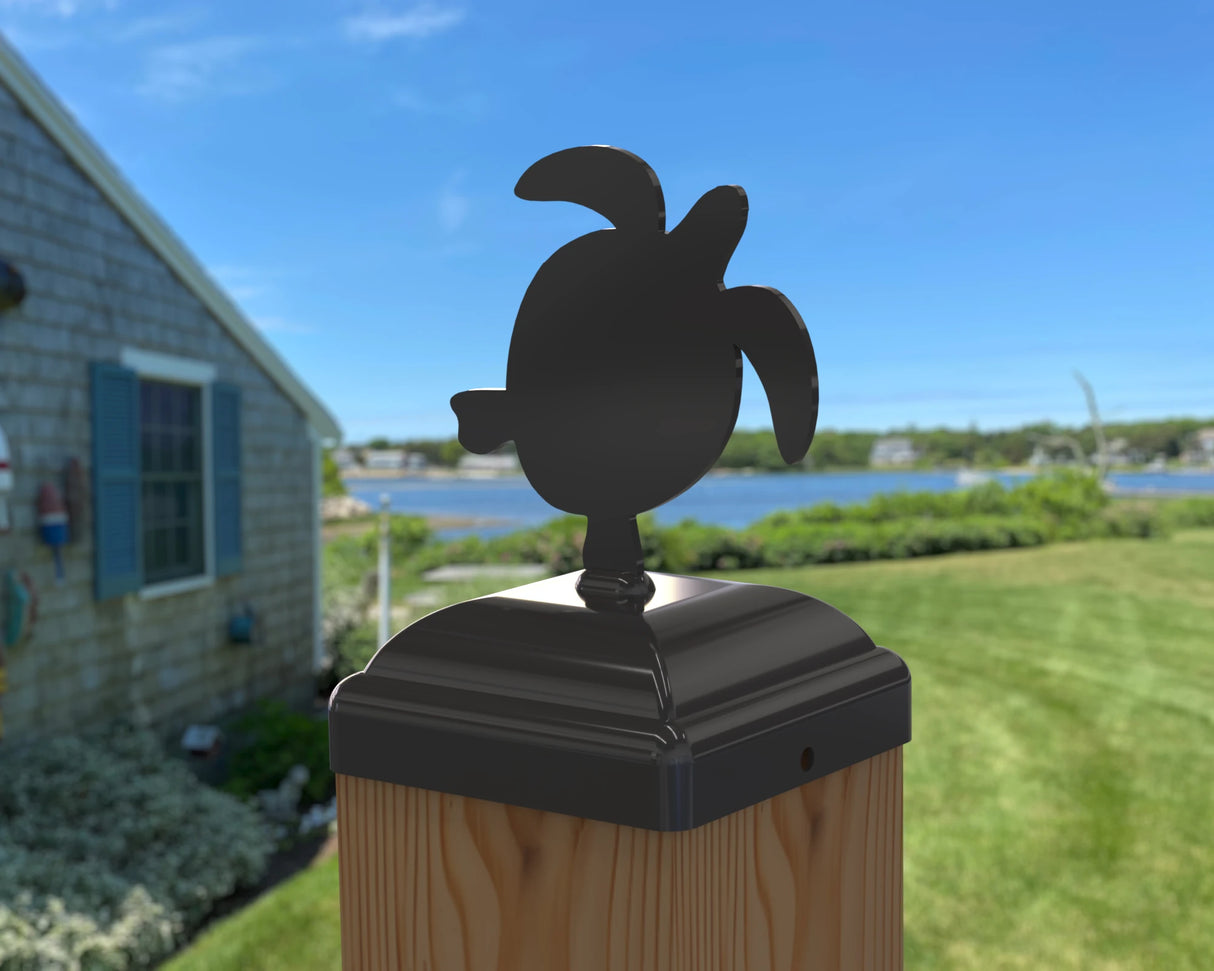Sea Turtle Fence Post Cap (Multiple Post Sizes Available) - Madison Iron and Wood