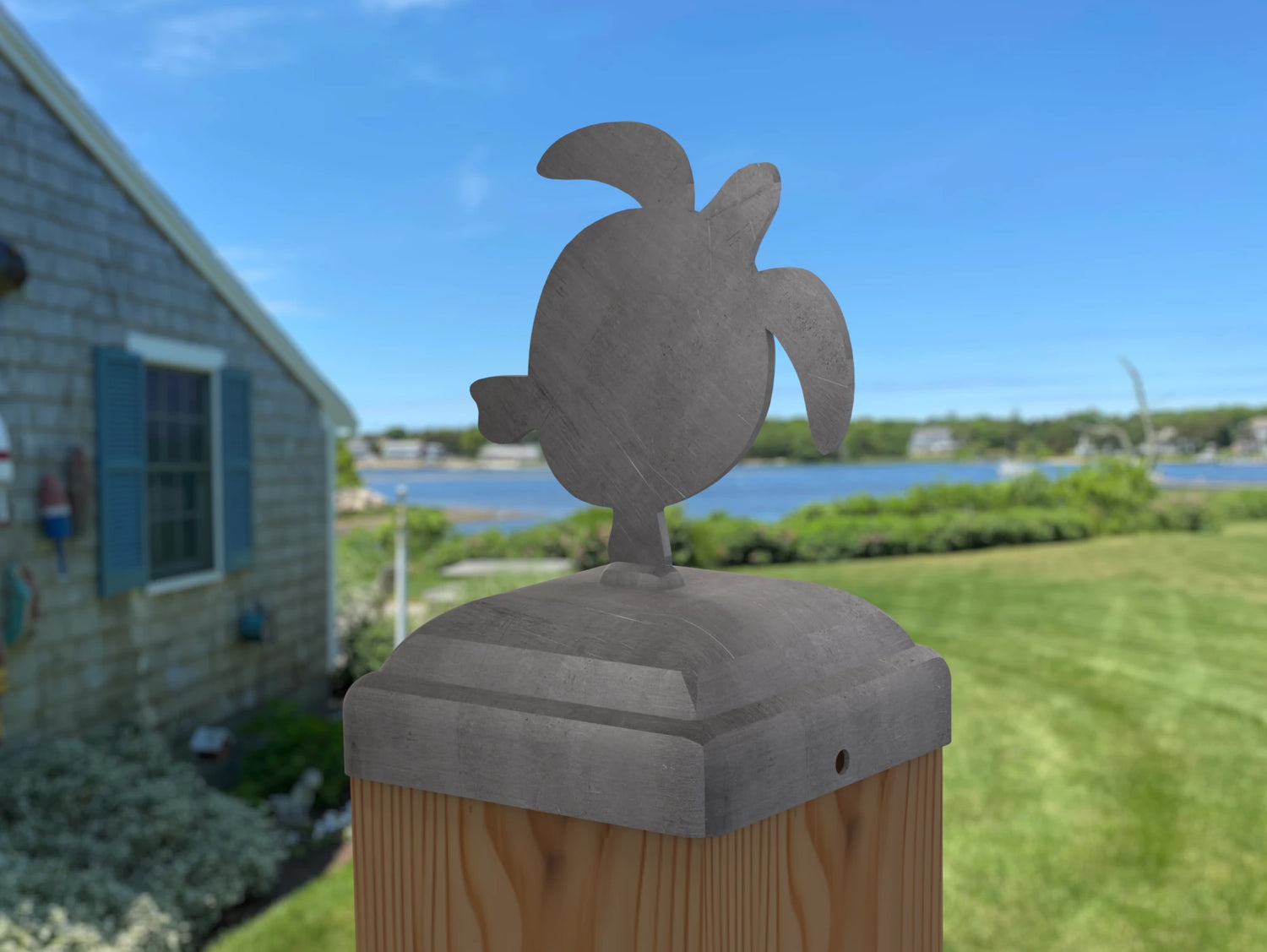 Sea Turtle Fence Post Cap (Multiple Post Sizes Available) - Madison Iron and Wood