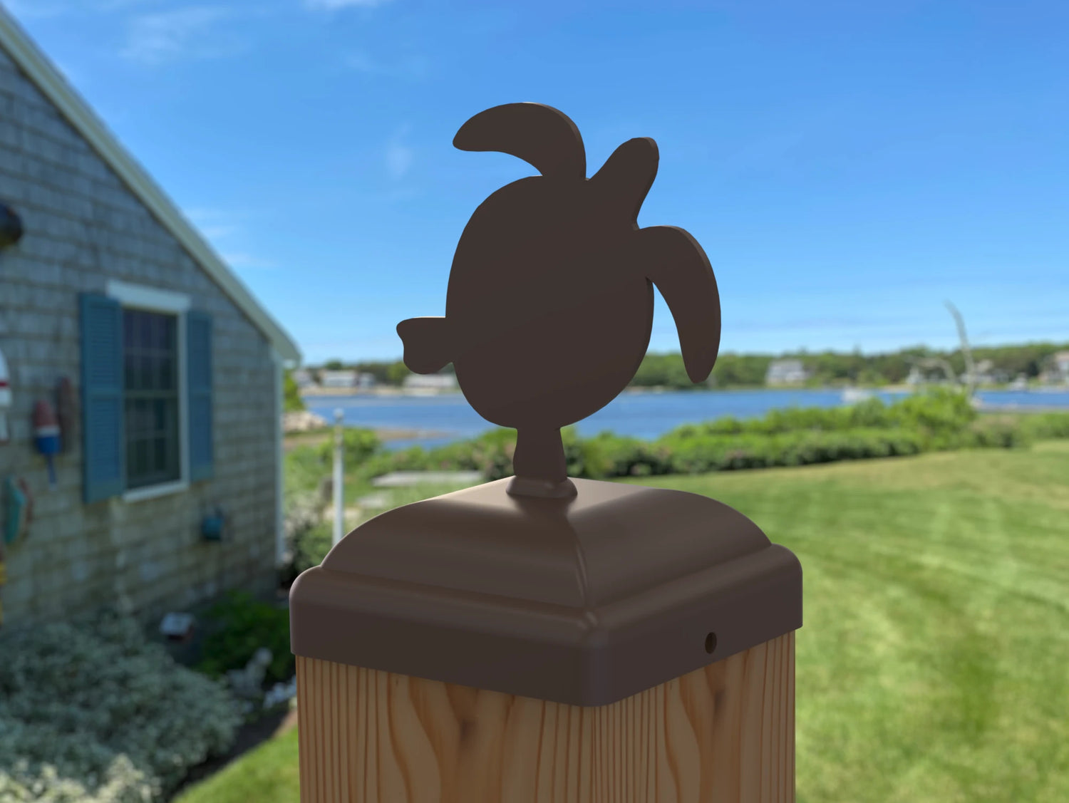 Sea Turtle Fence Post Cap (Multiple Post Sizes Available) - Madison Iron and Wood
