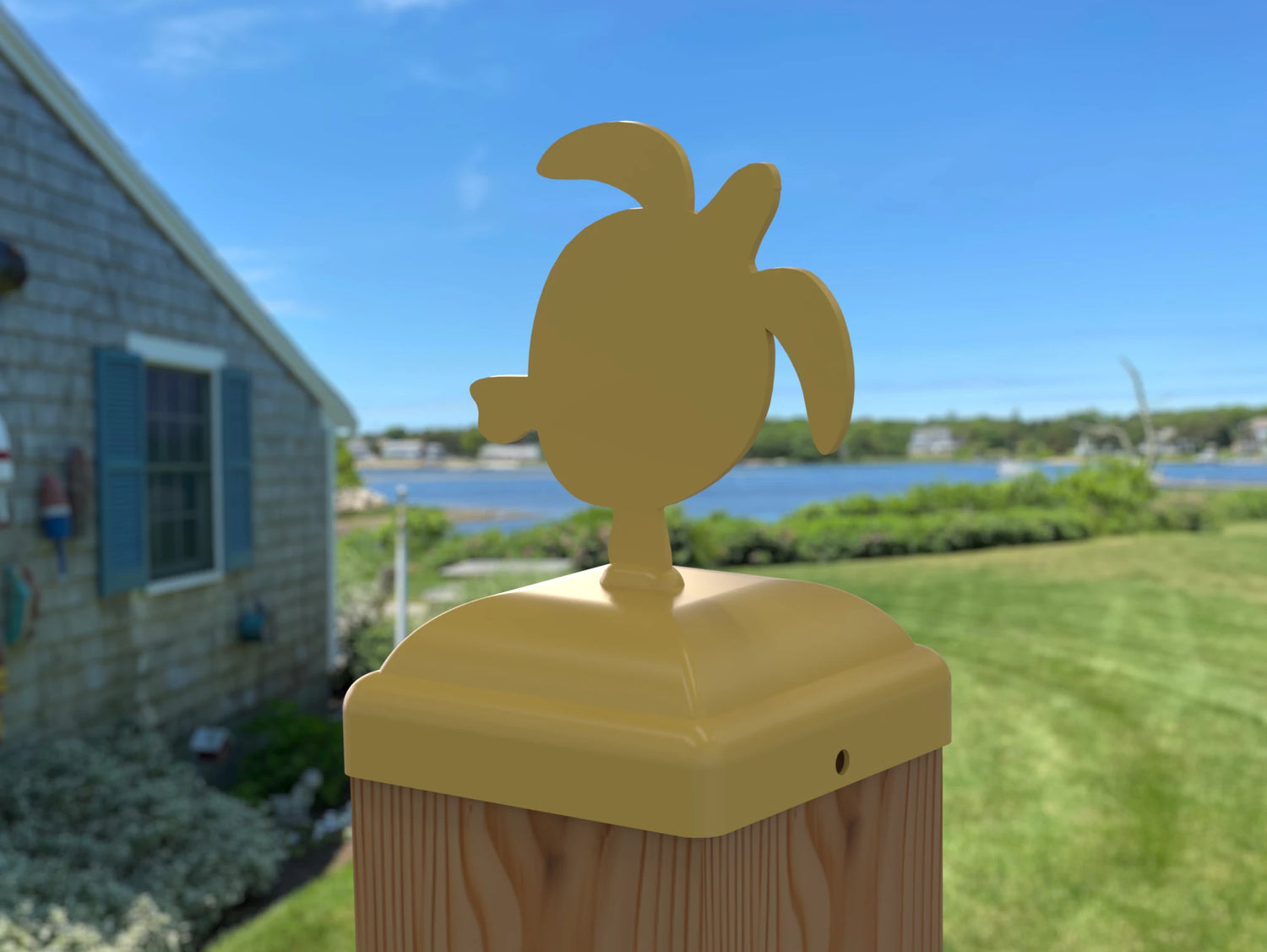 Sea Turtle Fence Post Cap (Multiple Post Sizes Available) - Madison Iron and Wood