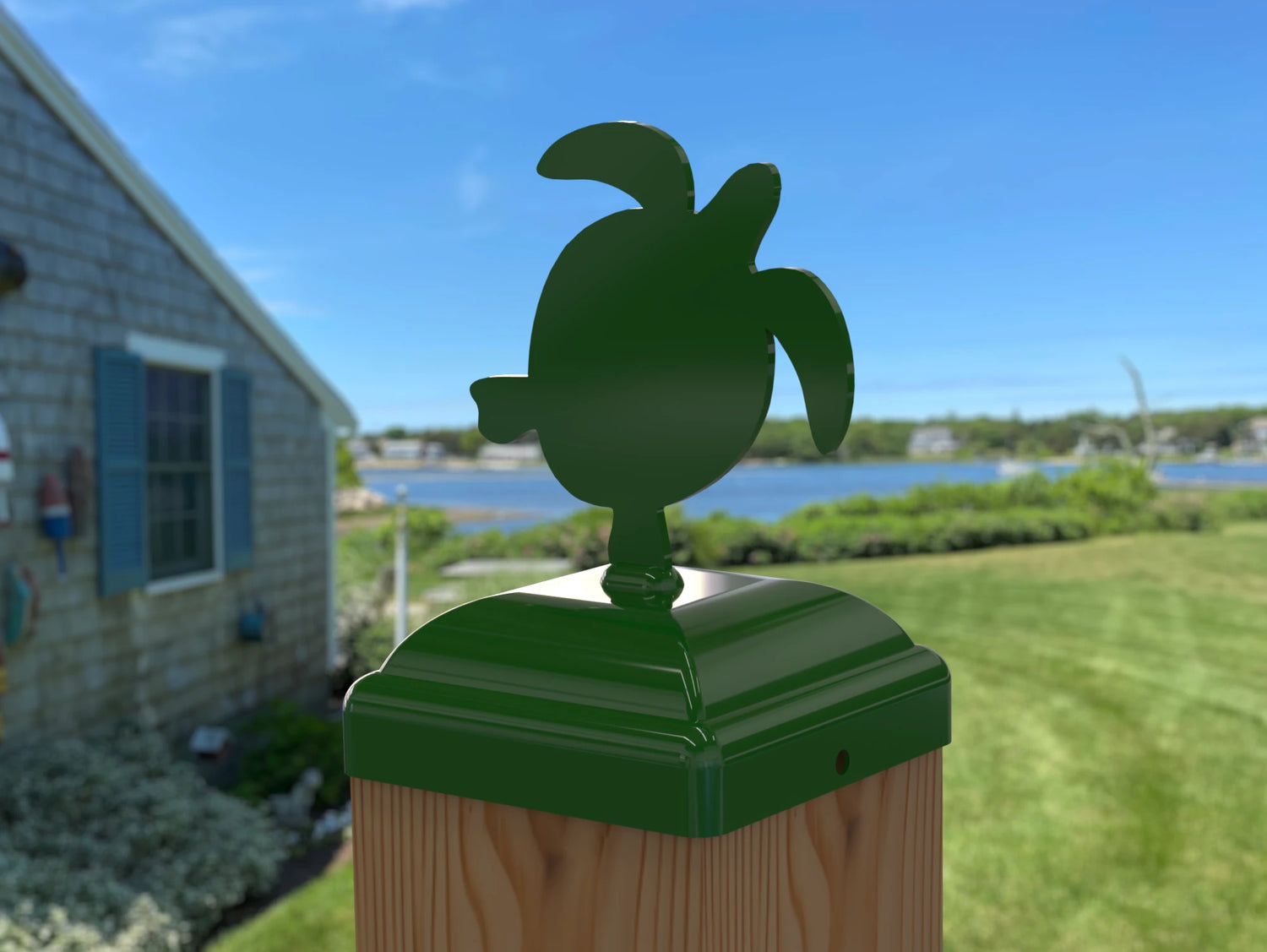 Sea Turtle Fence Post Cap (Multiple Post Sizes Available) - Madison Iron and Wood