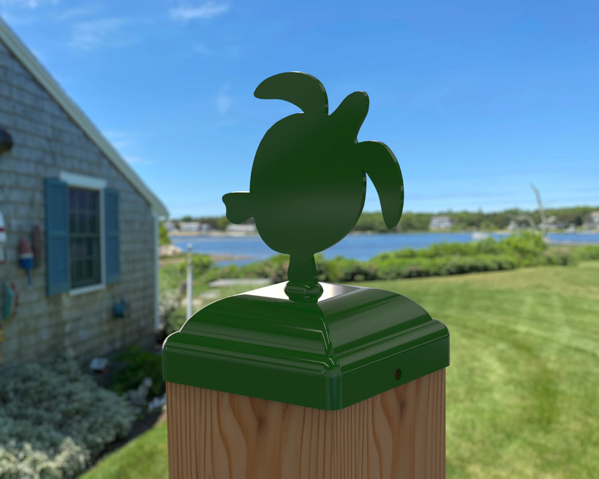 Sea Turtle Fence Post Cap (Multiple Post Sizes Available) - Madison Iron and Wood