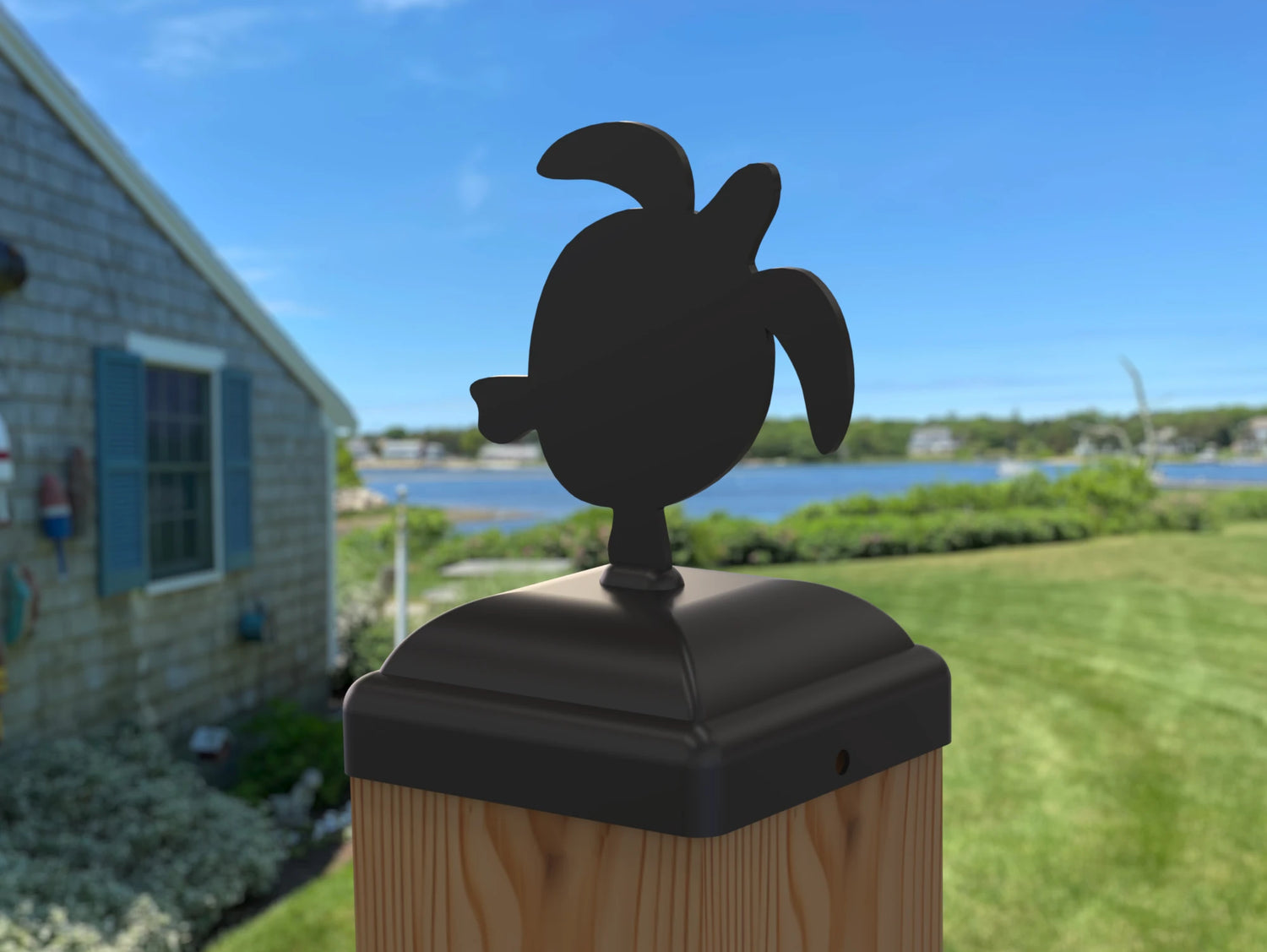 Sea Turtle Fence Post Cap (Multiple Post Sizes Available) - Madison Iron and Wood