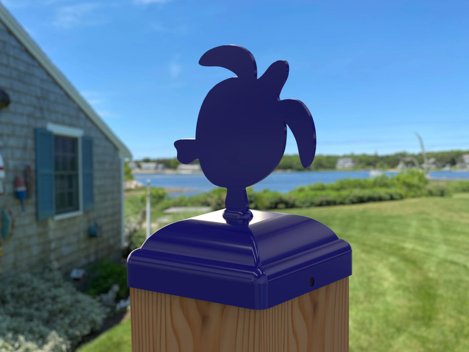 Sea Turtle Fence Post Cap (Multiple Post Sizes Available) - Madison Iron and Wood